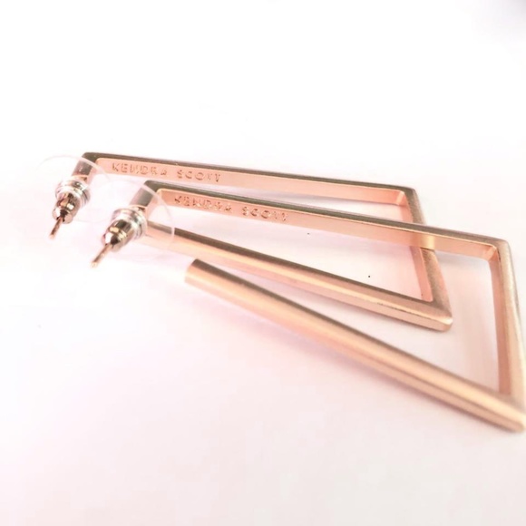 NEW Kendra Scott Rose Gold Easton Rectangular Hoop Earrings - Picture 3 of 5